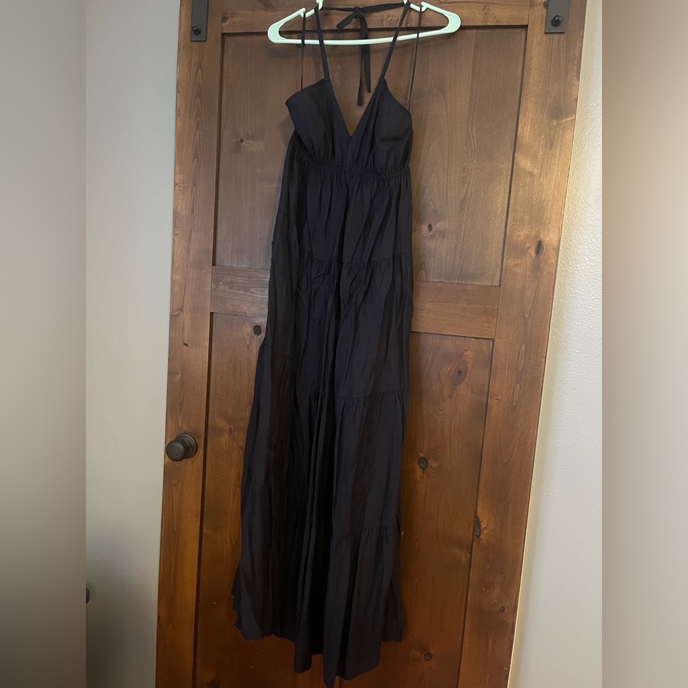 Navy blue halter maxi